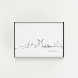 Amsterdam Skyline Print, Line Art , Minimalist Wall Art, City Skyscraper Poster, Fine Nordic Home Decor, Sketch Landmark - thumbnail 1