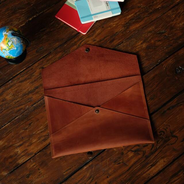 Personalized Leather Envelope A4, Custom Document Holder, File Folder, Case For Dad Gift, Corporate Gifts With Logo - image 1