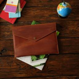 Personalized Leather Envelope A4, Custom Document Holder, File Folder, Case For Dad Gift, Corporate Gifts With Logo - thumbnail 2