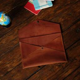Personalized Leather Envelope A4, Custom Document Holder, File Folder, Case For Dad Gift, Corporate Gifts With Logo - thumbnail 1