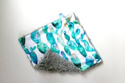Dream Lovie. Security Blanket. Personalized Lovey. Faux Fur Watercolor Cactus. Mini Baby Minky Shower Gift - thumbnail 1
