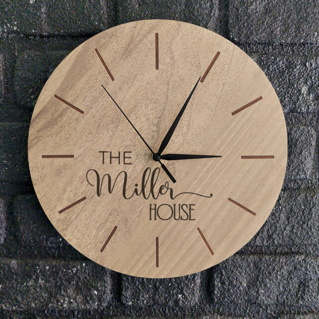 Engraved Wooden Wall Clock - Personalized Family Photo Gift - image 1