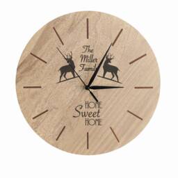 Engraved Wooden Wall Clock - Personalized Family Photo Gift - thumbnail 2