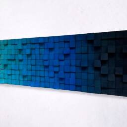 Reclaimed Wood Wall Art - Blue Ombre Sound Diffuser - thumbnail 3