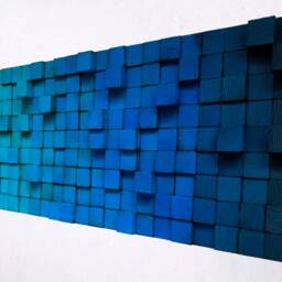 Reclaimed Wood Wall Art - Blue Ombre Sound Diffuser - thumbnail 4