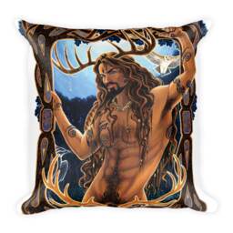 Cernunnos & The Moon Goddess Square Pillow - thumbnail 2