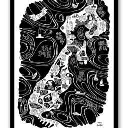 Poster Map Of The Isle R??. Cartographic & Decorative Poster By Tokiko. Original Travel Illustration France - thumbnail 2