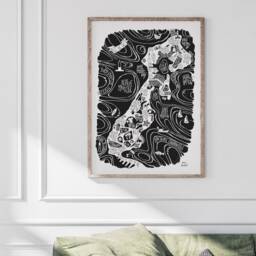 Poster Map Of The Isle R??. Cartographic & Decorative Poster By Tokiko. Original Travel Illustration France - thumbnail 3