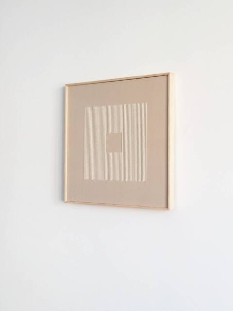 Japandi Textile Framed Wall Art Minimalist Embroidered Canvas in Wooden Frame, Abstract Art, Textured Neutral Tones Decor - image 1