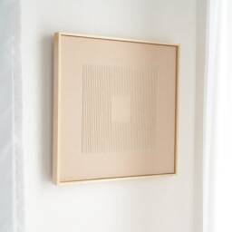 Japandi Textile Framed Wall Art Minimalist Embroidered Canvas in Wooden Frame, Abstract Art, Textured Neutral Tones Decor - thumbnail 2
