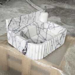 Lilac Marble Sink, Wall Mounted Bathroom Rectangle Special Sink - thumbnail 3