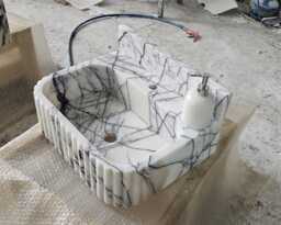 Lilac Marble Sink, Wall Mounted Bathroom Rectangle Special Sink - thumbnail 1