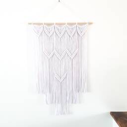 White Handmade Macrame Wall Hanging - thumbnail 3