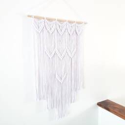 White Handmade Macrame Wall Hanging - thumbnail 4
