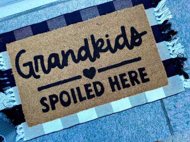 Grandkids Spoiled Here Doormat - Welcome Mat Door Home Doormat Housewarming Gift Grandma & Grandpa - image 1