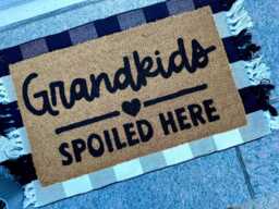 Grandkids Spoiled Here Doormat - Welcome Mat Door Home Doormat Housewarming Gift Grandma & Grandpa - thumbnail 1
