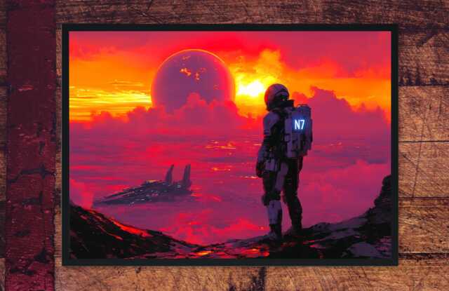 Mass Effect Inspired N7 Hero Poster V3- Sci-Fi Wall Art - Gaming Decor Merch - image 1
