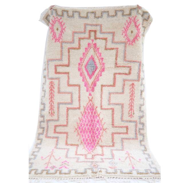 Pastel Moroccan Area Rug , Pink Berber Carpet Genuine Wool Handmade Rug, Nursery Area Tapis Berbere, Teppich - image 1