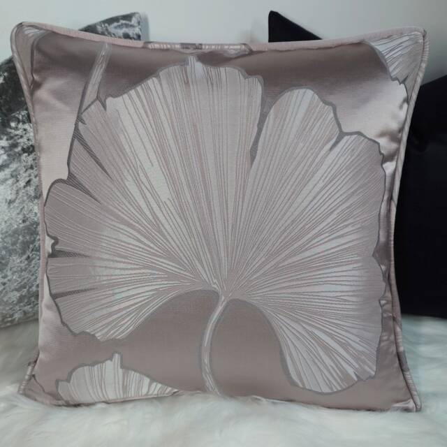 Designer Harlequin Piped Azurea Fabric Large Floral Jacquard Design Pillow Cover Heather/Silver Cushion - image 1