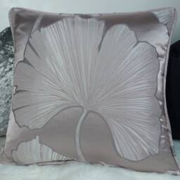 Designer Harlequin Piped Azurea Fabric Large Floral Jacquard Design Pillow Cover Heather/Silver Cushion - thumbnail 3