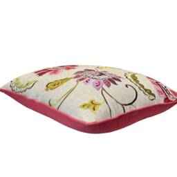 Pink/Purple Embroidered Floral Pillow Cover With Piping - Designer Richloom Sasha Berry Home Decor Throw Pillows - thumbnail 3