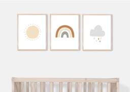Set Of 3, Nursery Decor, Rainbow Prints, Boho Kids Playroom Bedroom Girls, Boys - thumbnail 1