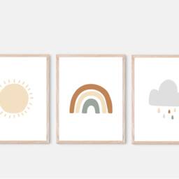 Set Of 3, Nursery Decor, Rainbow Prints, Boho Kids Playroom Bedroom Girls, Boys - thumbnail 2