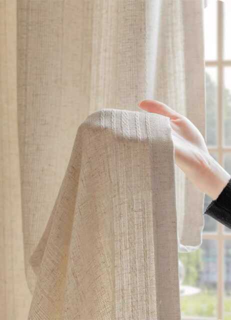 A Pair Of Linen Blend Curtains, Striped 30% Curtains Living Room Drapery Panels, Bedroom Custom Made - image 1