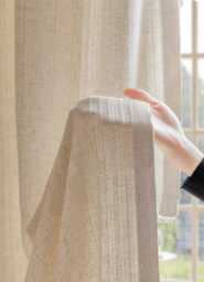 A Pair Of Linen Blend Curtains, Striped 30% Curtains Living Room Drapery Panels, Bedroom Custom Made