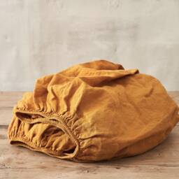 Softened Linen Fitted Sheet Wrinkled Texture, Natural Bedding - thumbnail 3