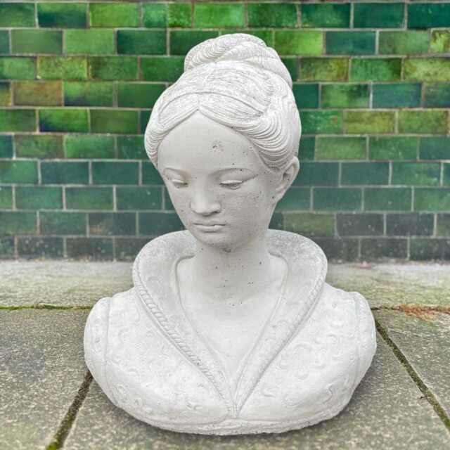 Concrete Woman Bust Sculpture Outdoor Lady Statue Cement Female Patio Ornament Handmade Figurine Stone Face Decor Yard Art Gift - image 1
