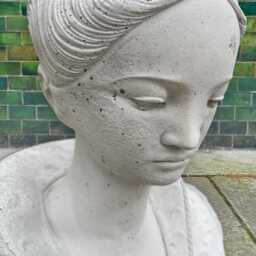 Concrete Woman Bust Sculpture Outdoor Lady Statue Cement Female Patio Ornament Handmade Figurine Stone Face Decor Yard Art Gift - thumbnail 4