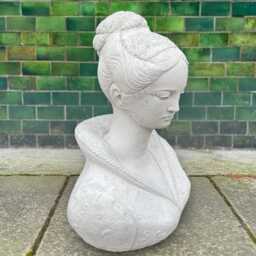Concrete Woman Bust Sculpture Outdoor Lady Statue Cement Female Patio Ornament Handmade Figurine Stone Face Decor Yard Art Gift - thumbnail 3