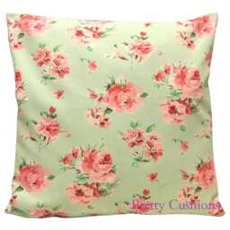 Pretty Cushions Vintage Rose Mint Green & Pink Ditsy Cushion Cover - thumbnail 1