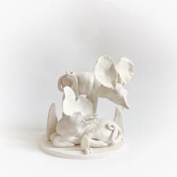White Animals Sculpture, Large Figurine, Bedroom Decor, Modern Table Boho Apartment, Ceramic Sculpture - thumbnail 3