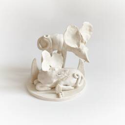 White Animals Sculpture, Large Figurine, Bedroom Decor, Modern Table Boho Apartment, Ceramic Sculpture