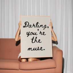 Darling, You're The Muse Print Empowerment Quote, Beige & Black - thumbnail 1