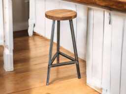 Industrial Stool/Seating With Wooden Seat