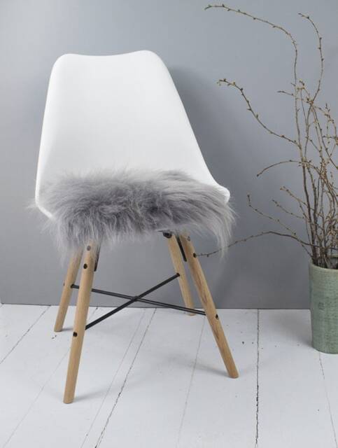 Iclendaic Sheepskin Stool Cover, Long Wool Chair Sofa Cover Seat Pad in Gray - image 1