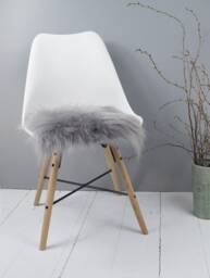 Iclendaic Sheepskin Stool Cover, Long Wool Chair Sofa Cover Seat Pad in Gray - thumbnail 1
