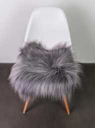 Iclendaic Sheepskin Stool Cover, Long Wool Chair Sofa Cover Seat Pad in Gray - thumbnail 2
