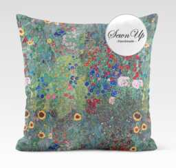 Outdoor Cushion Cover 28 Sizes Klimt's Farm Garden Handmade Floral Flowers Leaf Gift Waterproof Conservatory - thumbnail 1