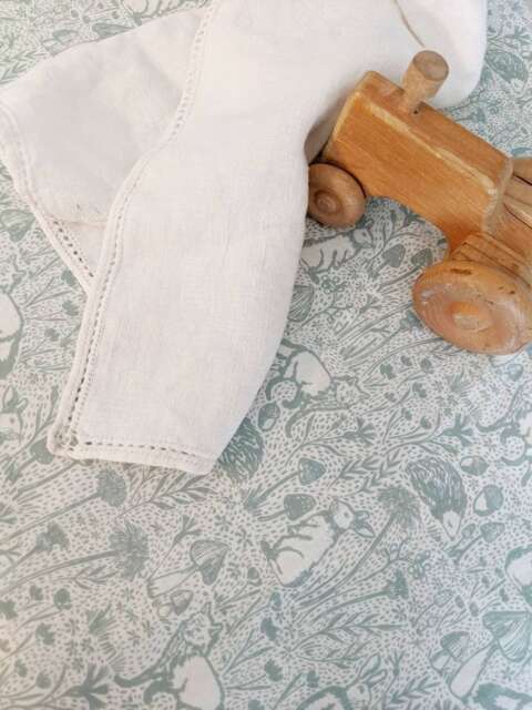 Woodland Crib Sheet Bunny, Fox, Mushroom Nursery Bedding Woods Sage Soft Green Changing Pad Cover Mini Nestig Wave Cove Cloud - image 1