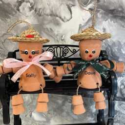 Personalised Couple Garden Ornament, Flowerpot Person On Bench, Anniversary Gift For Couple, Keepsake - thumbnail 2