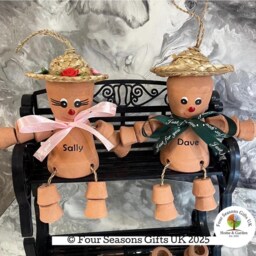 Personalised Couple Garden Ornament, Flowerpot Person On Bench, Anniversary Gift For Couple, Keepsake - thumbnail 3