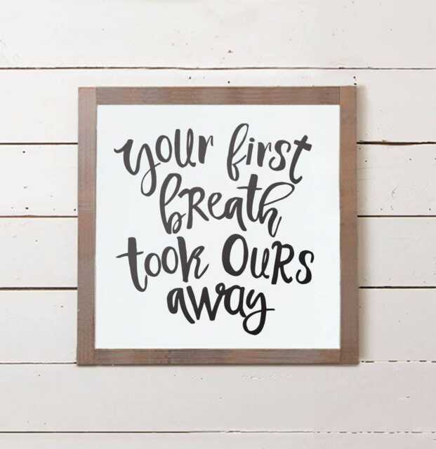 Your First Breath Nursery Wall Sign, Baby Shower Gift, Decor - image 1