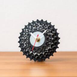 Steampunk Desk Decoration, Bicycle Or Wall Clock Made Out Of Bike Gears, Cyclist Father Boyfriend Gift For Office Study Room - thumbnail 2