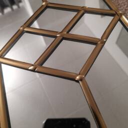 Gold Art Deco Mirror, Wall Decor, Stained Glass Home Decor - thumbnail 4