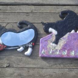 Best Cat Dad Pepsi Girl Silhouette Mirror & Tuxedo Cat Key Wall Holder, Home Decor, Shelf, Lovers Gifts, Art, Gifts - thumbnail 3