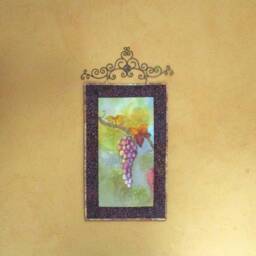 Art Quilt Hand Painted Grapes Wall Hanging/Vineyard Wine Theme Paintedquilts - thumbnail 2